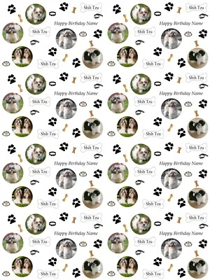 £3.99 • Buy Shih Tzu Dog Personalised Birthday Gift Wrapping Paper 4 Designs ADD NAME