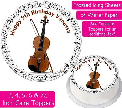 Violin Edible Wafer & Icing Personalised Cake Topper Decor Musical Instrument • £4.50