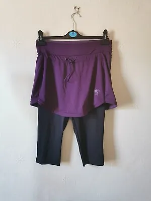 Asics 3 Quarter Running Leggings With Skirt Hood Black Purple Medium 12 14... • £15