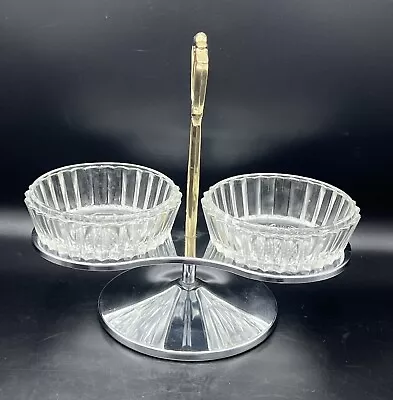 VTG Kromex 2 Dish Condiment  Revolving Pedestal Caddy Server. • $14.49