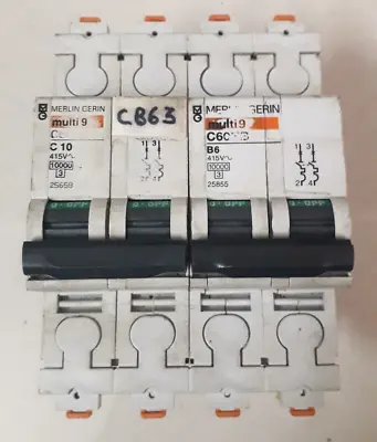 2 Pcs Merlin Gerin Multi9 C60HC C10 C60HB B6 Circuit Breaker • $149.50