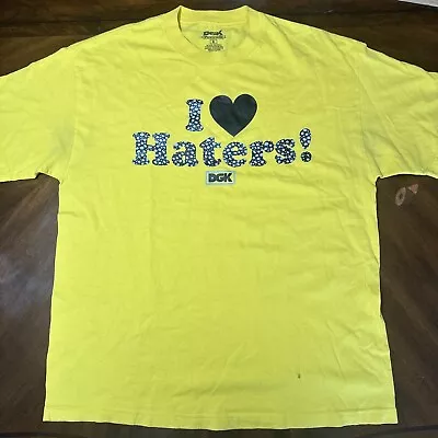 DGK DIRTY GHETTO KIDS Y2K  I LOVE HATERS T SHIRT Yellow Men’s Size XL • $19.95