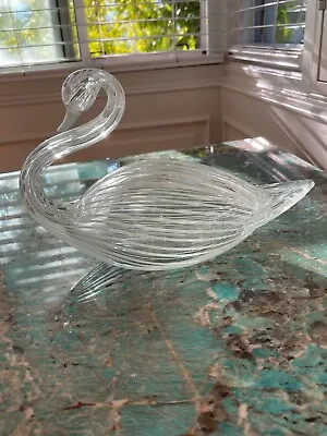 Large Signed Lucio Zanetti ~ Mid Century Murano Italian Art Glass Swan Figurine • $125