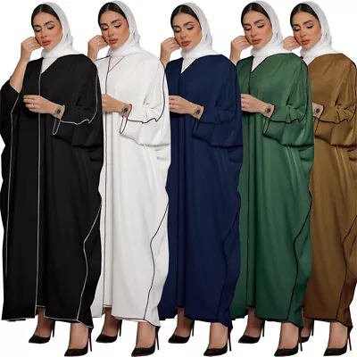 Women Batwing Sleeve Open Abaya Muslim Dress Dubai Kaftan Kimono Cardigan Abayas • $49.58