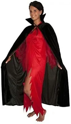 Halloween Black Velvet Cape Vampire Long Cloak Dracula Fancy Dress Costume Party • $24.05