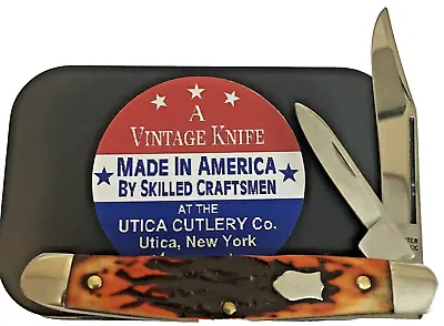 Vintage Kutmaster Utica NY USA 2-Blade Medium Jack Knife  Jigged Delrin Handles • $34.50