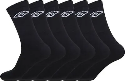 UMBRO Adults Socks Cotton Rich Black Size 6-11  In 6 Or12 Pairs In Pack • £8.95