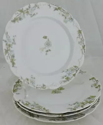 Antique Limoges Salad Plate Set 4 Embossed Blue Ivy Morning Glory Garland • $48