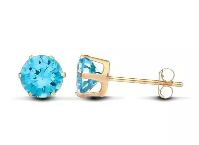 9ct Gold 1.00CT Blue Topaz Solitaire Stud Earrings • £20.05