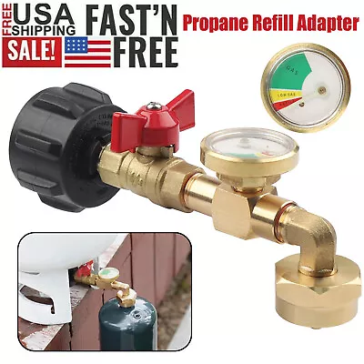 Propane Refill Adapter With Valve And Gauge Fill 1Lb Bottle From 5-40Lb Tank • $16.45