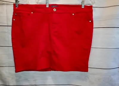 Torrid RED Denim Skirt 22 Jean Short Wiggle Plus Size 44x19   • $40