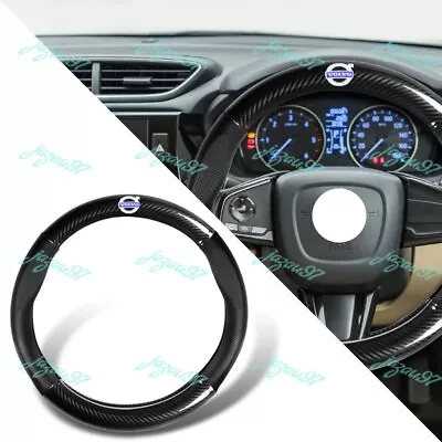 For ALL VOLVO Quality Leather Carbon Fiber Style 15  Car Steering Wheel Cover X1 • $37.88