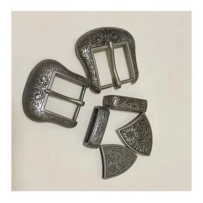 Western Floral Engraved Cowboy Belt Buckle 3 Piece Set Unisex For 1-1/2  Belt • $13.43