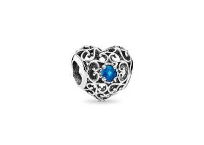 £19.99 • Buy PANDORA Silver Open Heart London Blue Crystal Charm - Peace & Tranquility