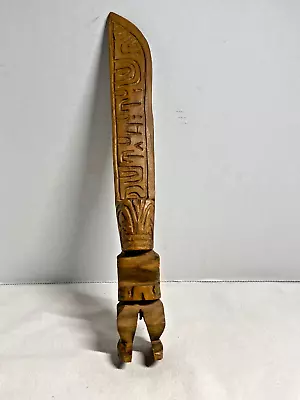 Vintage Hand Carved Wood Standing Tiki Islands Figural Knife Letter Opener 13.5  • $24.99