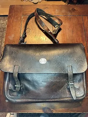 WWII  Original SWISS MILITARY  Leather Briefcase / Messenger Bag / Mail Bag • $599