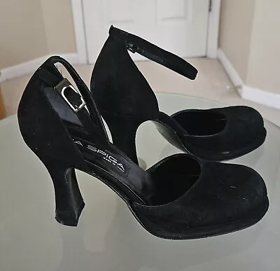 Via Spiga Black Suede Platform Strappy Pump Shoes Size 7M • $45.99