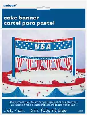 USA Cake Banner 6.5  Decoration 1ct. New!!! • $8.69