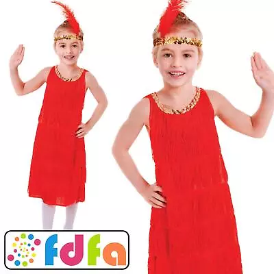 Forum Red 20s Flapper Charleston Gatsby Girl Childs Fancy Dress Costume • £11.69