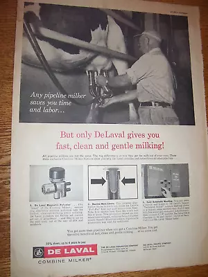 VINTAGE DE LAVAL CO ADVERTISING-PIPELINE MILKER SYSTEM -10  X 14  -1960 • $16.50