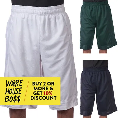 Vision Mens Plain Basketball Shorts Casual Heavyweight Mesh Shorts Gym • $18.50