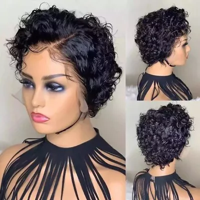 Synthetic Lace Front Pixie Cut Wig Kinky Curly Lace Front Wig Short Curly Wigs • $16.80