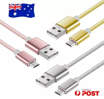 2M 3M Braided Micro USB Data Charge Cable For Samsung Galaxy Ace 3 Trend Plus AU • $9.60