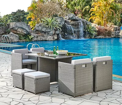 £399.99 • Buy Cube Rattan Garden Furniture Outdoor 9 Piece Set Conservatory Patio Dining Set