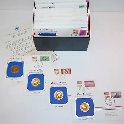 US Presidential 24k Gold Plate Medals Cover Stamps & Storage Box COLLECTOR GIFT • $79.95