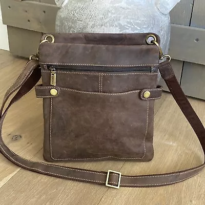 NWOT Visconti HUNTER Oiled Distressed Leather Crossbody Bag Mocha Brown • $34