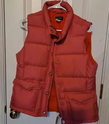 Vintage J Crew Vest Women's Size Medium Puffer Vest Down Salmon Pink • $6.80