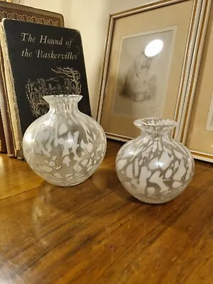 £64.99 • Buy Two Stunning Royal Brierley Studio Iridescent Ball Vases In White 2.75  & 3.75 
