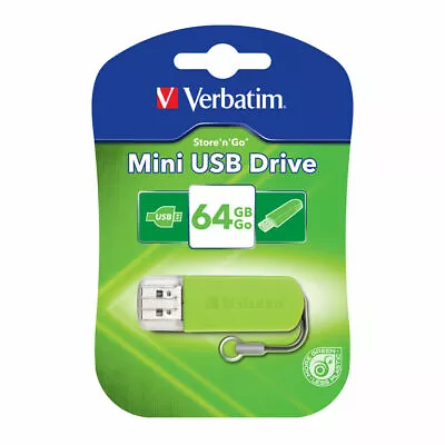 Verbatim Store'n'Go 64GB USB 2.0 Drive Mini Green Flash Drive 49834 • $28