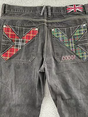 COOGI Mens Pants 42x35 (41x34 Actual) Black Denim Jeans Multicolor Embroidered • $32.99