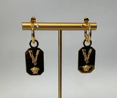 Versace.  Gold Plated Medusa Greek Art Earrings M 467 • $99