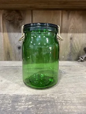 Emerald Green Vintage Bulach Universal Swiss Glass Canning Jar 1 Lt • $30