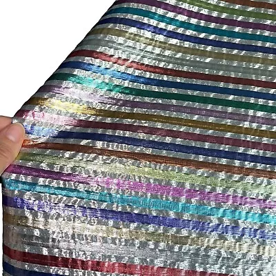 Tablecloth Sparkling Pastel Rainbow Metallic Lurex Fabric Nine Foot Diameter • $56.29