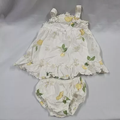 Gymboree Lemon Tree 3-6 Months White Jumper Sun Dress Vintage 2007 • $26