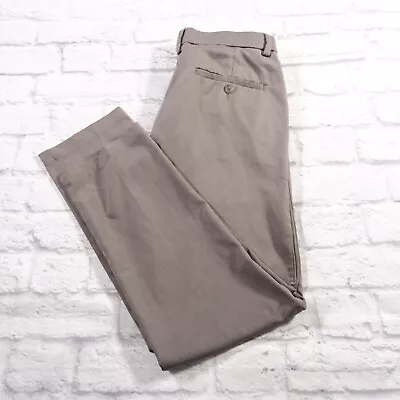 Haggar Cool 18 Pro Slim Fit Gray Flat Front Polyester Chinos Mens Pants 30x30 • $12.97