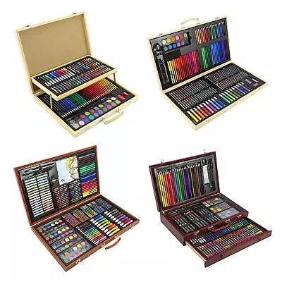 Artists Wooden Art Case Pencils Crayons Colour Painting Oil Pastels Set • £29.99