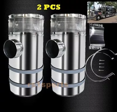 2PCS Stainless Steel 15 Inch Air Cleaner Vortox Style Straps Mount Peterbilt 389 • $1058