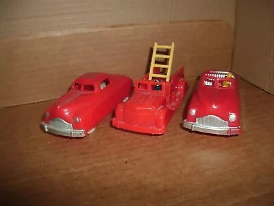 Vintage Hard Plastic Renwal Fire Engine & Fire Chief Car & Convertible 4'' 1/4. • $8