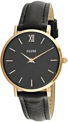 Womens Wristwatch CLUSE MINUIT CL30022 Genuine Leather Black Gold Rose • $158.74