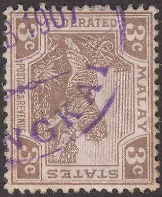 Federated Malay States 1907 KEVII Tiger 3c Brown Used With SUNGKAI Postmark • $1.87