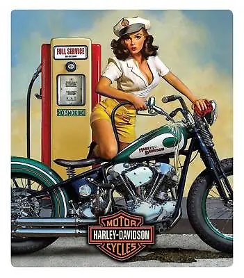 Harley-Davidson Full Service Babe Embossed Tin Sign Rectangle 13 X 15 Inches • $28.95