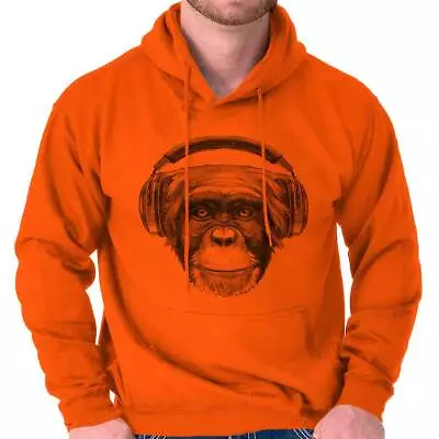 Awesome Monkey Funny Hipster Headphones Gift Adult Long Sleeve Hoodie Sweatshirt • $29.99