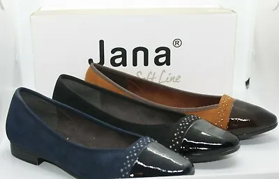 £17.99 • Buy Jana Soft Line Womens Velour Patent Toe Flat Shoes Various Sizes BNIB 8-22166-23
