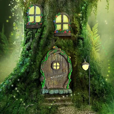 Fairy Garden Ornaments Outdoor Accessories Door Window Glow In The Dark House  • £12.99