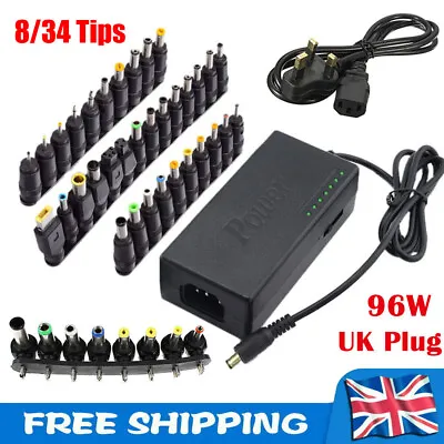 96W Universal Power Supply Charger 12V-24V DC Connectors Adapter For PC Laptop • £15.85