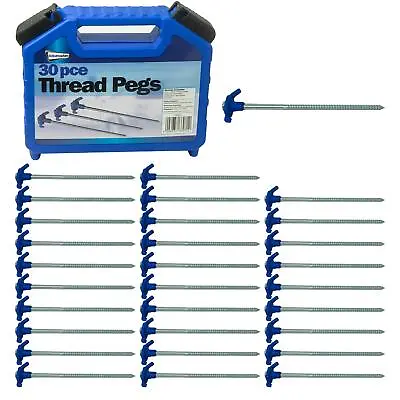 £22.95 • Buy 30 X Screw In Ground Pegs Caravan Tent Awning Thread  Steel Drill By Streetwize